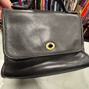 Vintage Coach Court Black Leather Bag